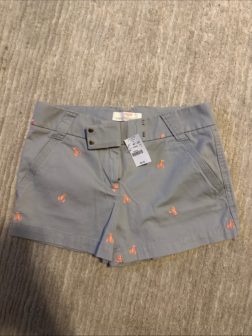 J. Crew Light Gray Shorts with Coral Embroidery